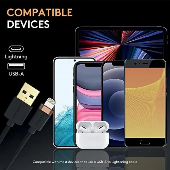 2m Lightning To Usb-A Örgülü Şarj Kablosu - Siyah