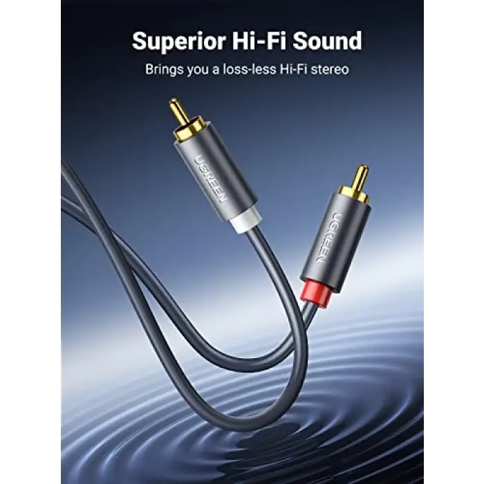 2RCA to 2RCA Ses Kablosu, 1 Metre, Antrasit