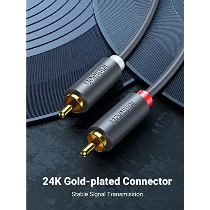 2RCA to 2RCA Ses Kablosu, 1 Metre, Antrasit