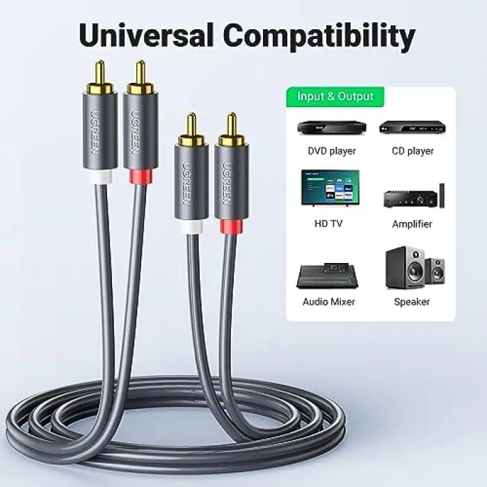 2RCA to 2RCA Ses Kablosu, 3 Metre