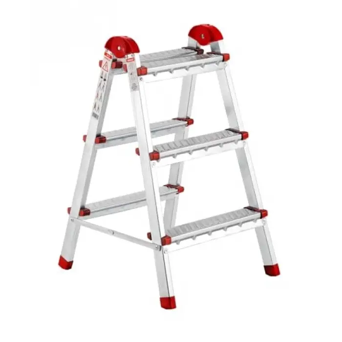 3+3 Basamaklı Galvanizli Katlanabilir Ev Merdiveni, Çift Çıkışlı