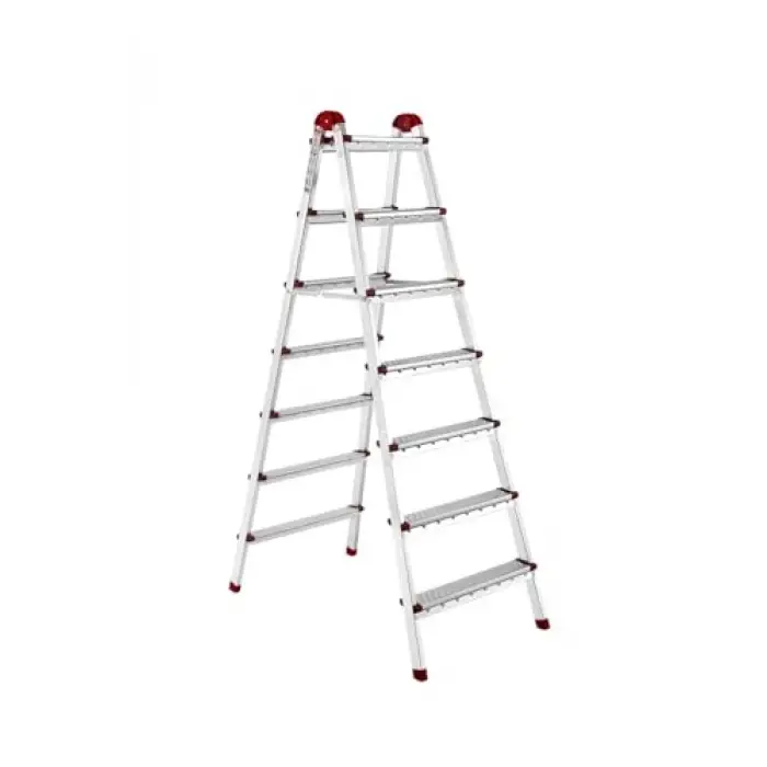 3+3 Basamaklı Galvanizli Katlanabilir Ev Merdiveni, Çift Çıkışlı