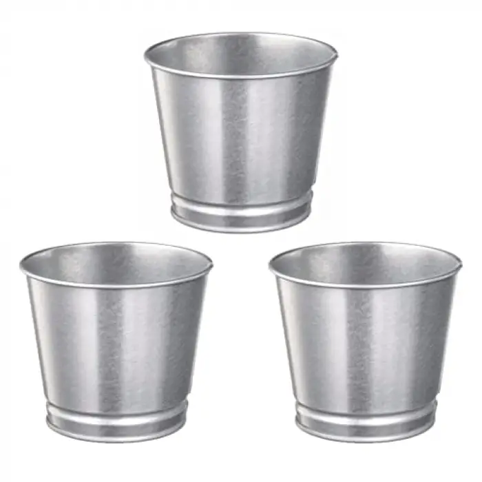 3 Adet Paslanmaz Çelik Bitki Saksısı, Boyanabilir, 9 cm