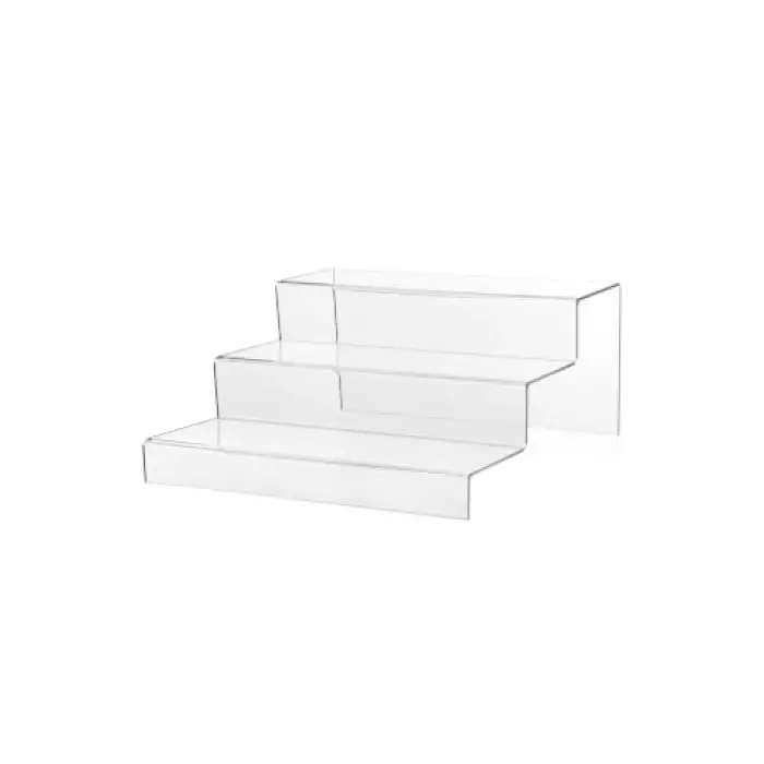 3 Katlı Pleksi Merdiven Stand (Şeffaf 30 cm), 3 Katlı