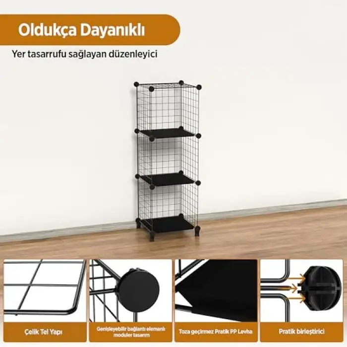 3 Küplü Dekoratif Tel Dolap