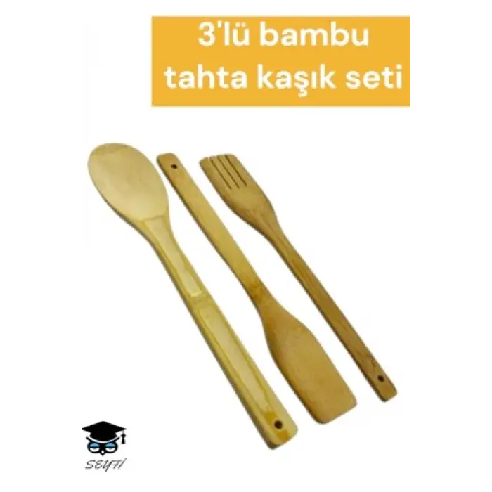 3lü Bambu Tahta Kaşık Seti