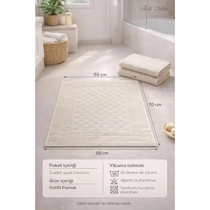 3lü Banyo Ayak Havlusu Seti