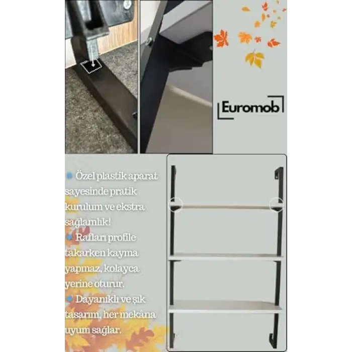 3lü Duvara monte Kitaplık, Raf (Ceviz)