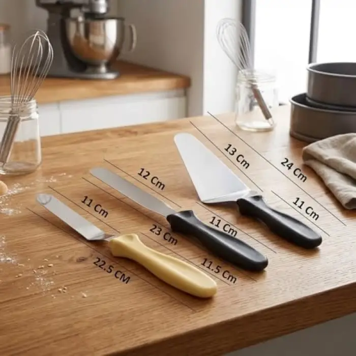 3lü Paslanmaz Çelik ve Plastik Saplı Spatula Seti