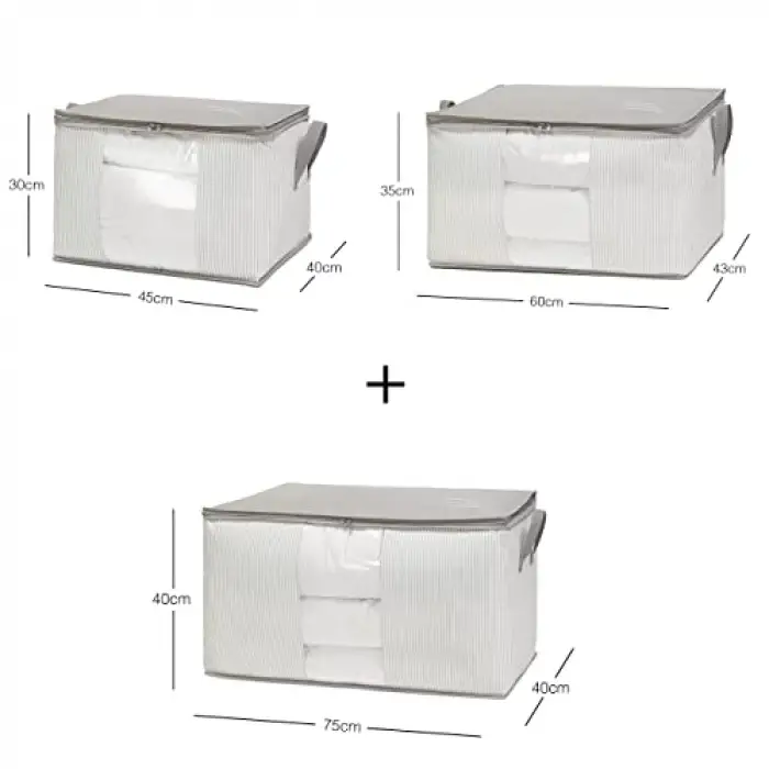 3lü Pvc Pencereli Stuff & Things Gri Çizgili Hurç Set