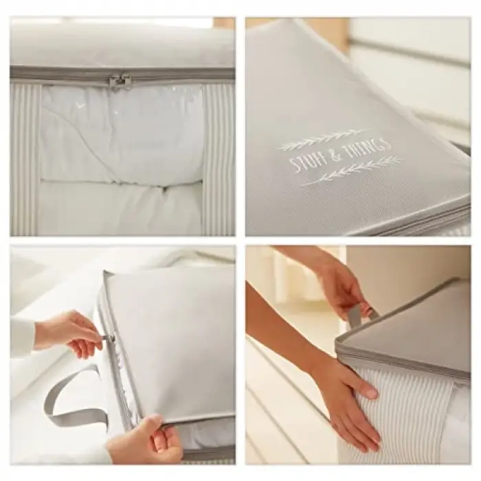 3lü Pvc Pencereli Stuff & Things Gri Çizgili Hurç Set
