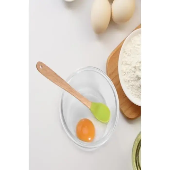 3lü Renkli Bambu Saplı, Silikon Uçlu Spatula Kaşık Seti