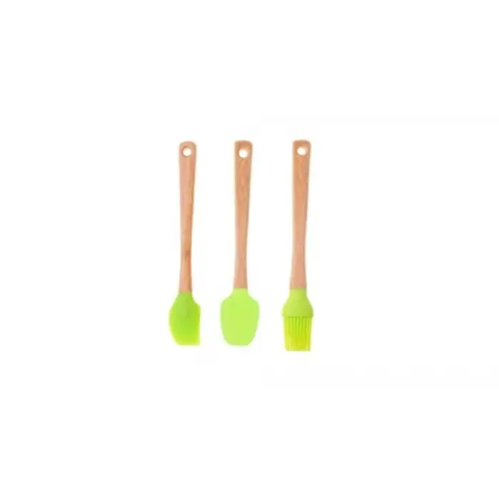 3lü Spatula Seti,Ahşap Saplı Silikon Spatula Seti