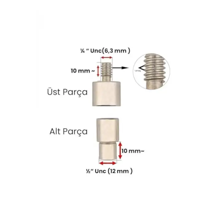 3 No Kuşgözü Montaj Kalıbı, 1/4 Unc Üst Parça, 1/2 Unc Alt Parça