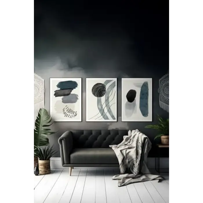 3 Parça Çerçeve Görünümlü Mdf Tablo Seti - ARTSYCLLCT19-2030
