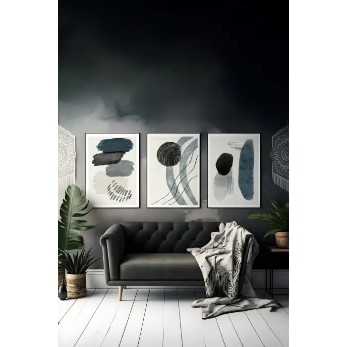 3 Parça Çerçeve Görünümlü Mdf Tablo Seti - ARTSYCLLCT19-2030