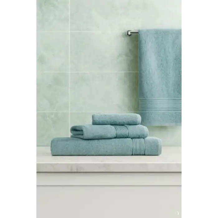 3 Parça Ekonomik Banyo Havlu Seti, %100 Pamuklu, Basic, Mint