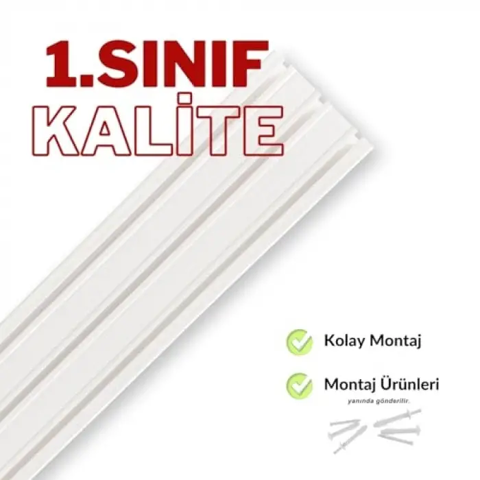 3 Raylı Korniş Perde Rayı, 290 CM