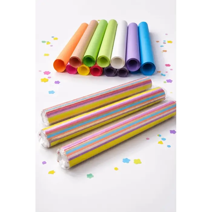 30 Adet 50x70 Cm Fon Kartonu, 10 Renk (3 Rulo)