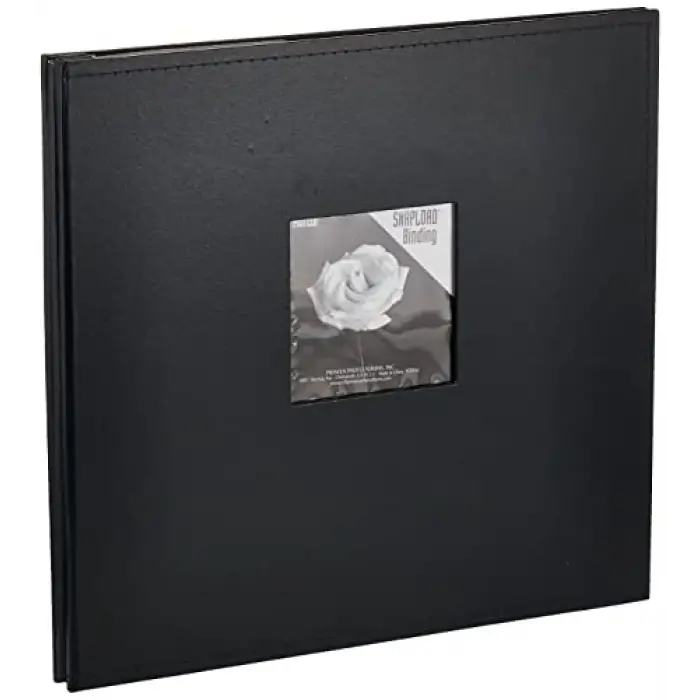 30 cm by 30 cm Snapload Sewn Leatherette Frame Cover Memory Book, Black