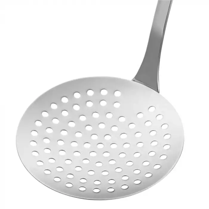 30 cm delikli paslanmaz çelik servis kaşığı