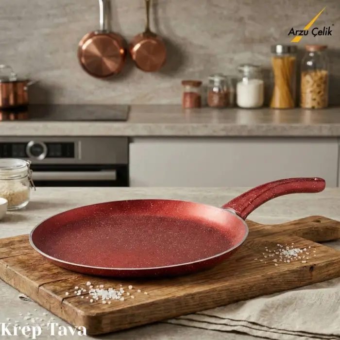 30 Cm Granit Krep Tavası, Kırmızı