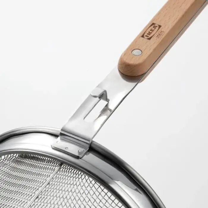 30 cm paslanmaz çelik ve kayın noodle süzgeci