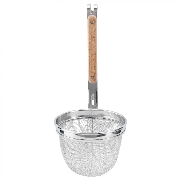30 cm paslanmaz çelik ve kayın noodle süzgeci