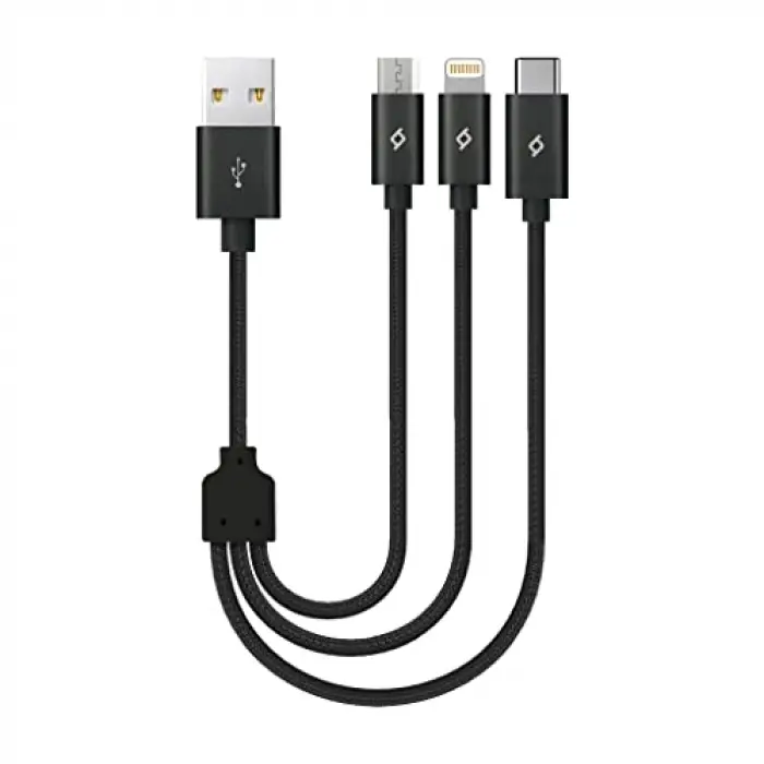 30 cm Siyah Lightning - Micro USB Şarj Kablosu