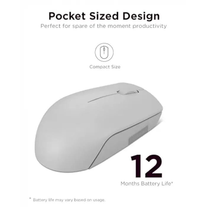 300 Kablosuz/Wireless Compact Mouse, Arktik Gri