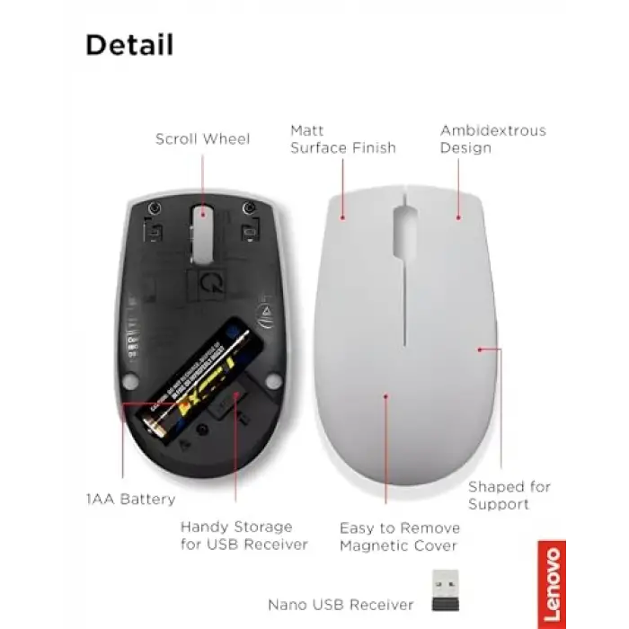 300 Kablosuz/Wireless Compact Mouse, Arktik Gri