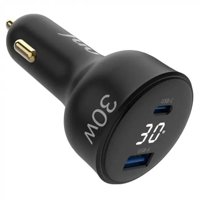 30W LED Ekranlı Type-C + USB-A Araç Şarj Aleti, iPhone, Android ve Tablet Uyumlu
