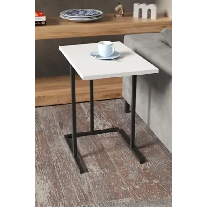 3100B Model 2li Beyaz Zigon ve Yan Sehpa