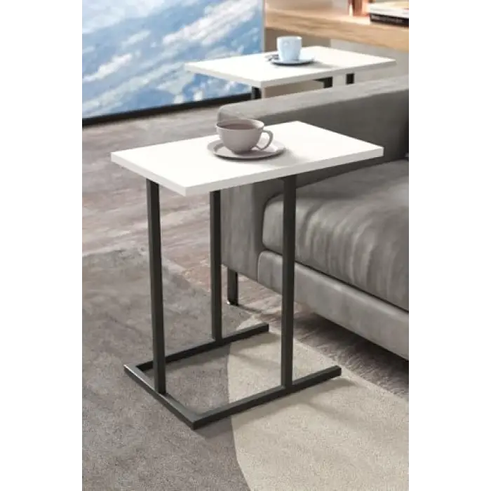 3100B Model 2li Beyaz Zigon ve Yan Sehpa