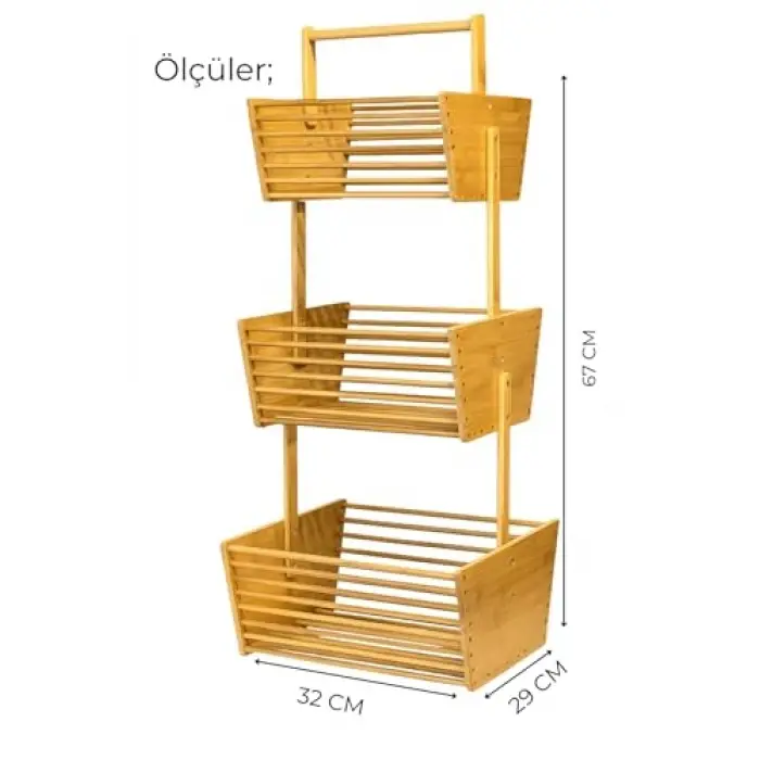 32 x 28 Bambu Raflı Sebzelik Organizer
