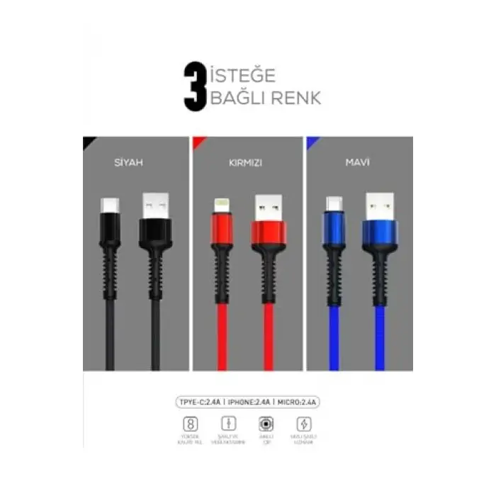 3262 Kırmızı LS63 Micro USB Kablo