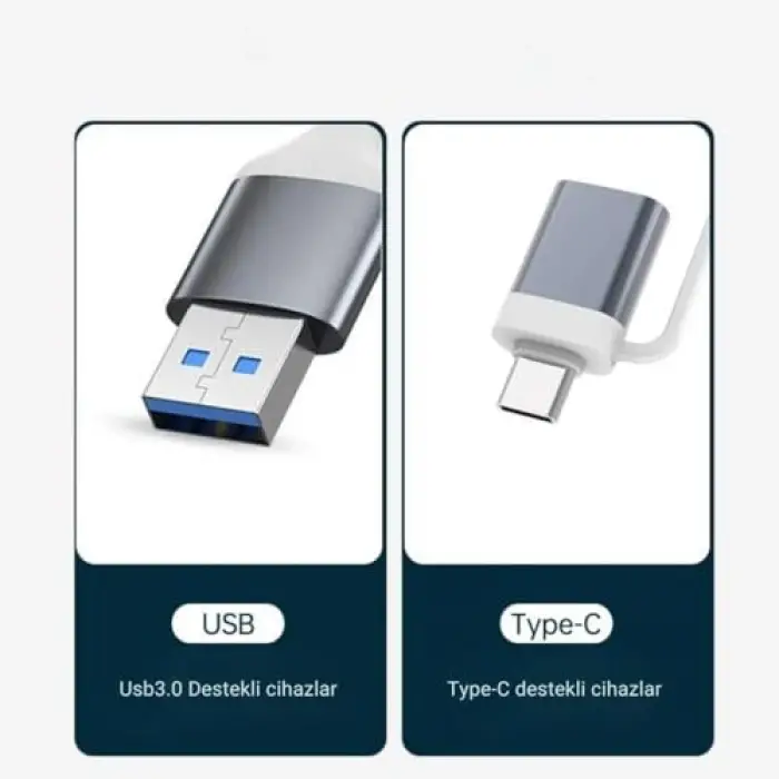 3360 USB 3.0 Type C Hub, 4 Port, 2si 1 Arada USB ve Type-C, USB Type-A ve USB Type-C, 5 Gbps
