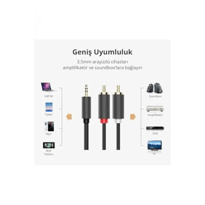 3.5 mm AUX Rca Ses Kablosu, 1.5 Metre
