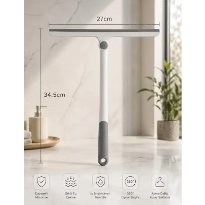 360 Derece Oynar Başlıklı Silikon Cam Çekçeği