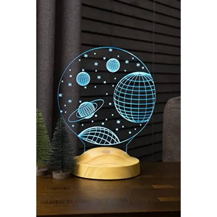 3D 3 Boyutlu Uzay Temalı LED Lamba