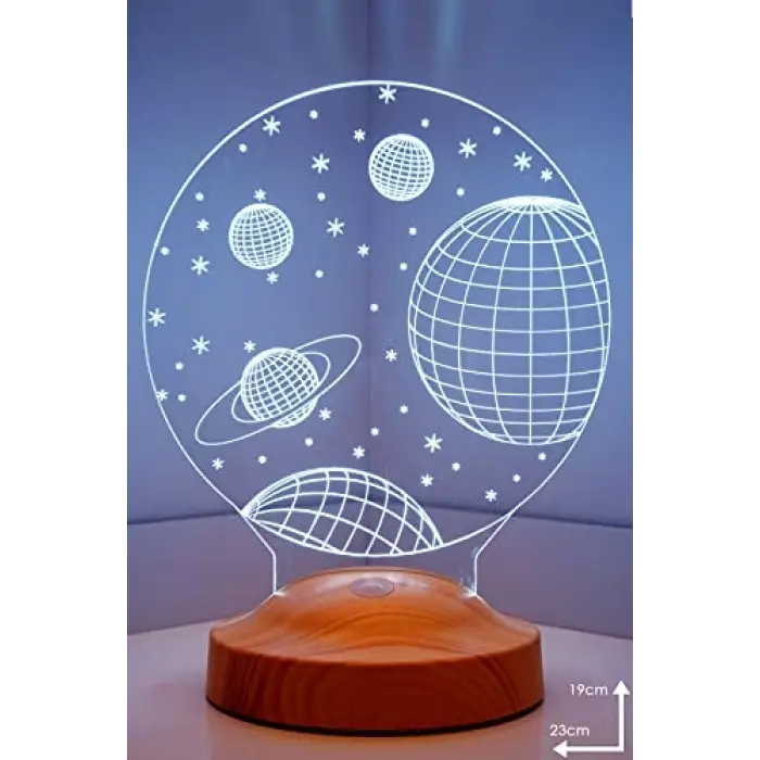 3D 3 Boyutlu Uzay Temalı LED Lamba