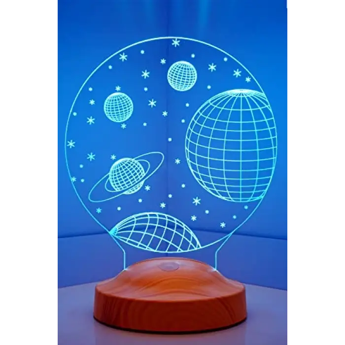 3D 3 Boyutlu Uzay Temalı LED Lamba