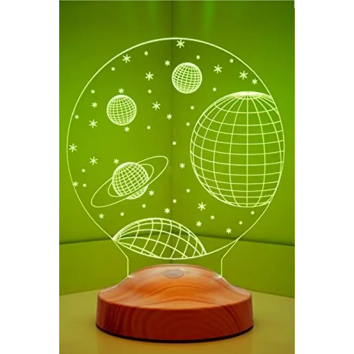 3D 3 Boyutlu Uzay Temalı LED Lamba