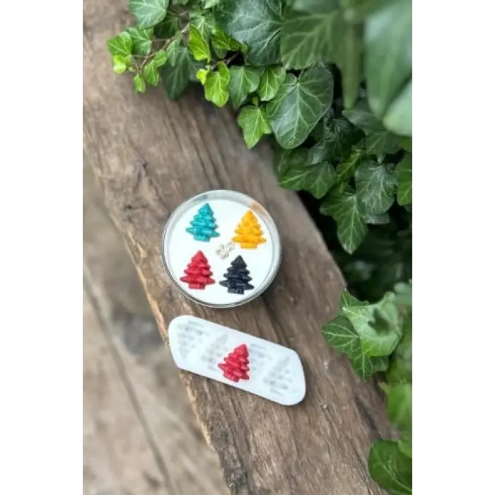 3D Çam Ağacı Mini Dörtlü Mum Kalıbı (Silikon)