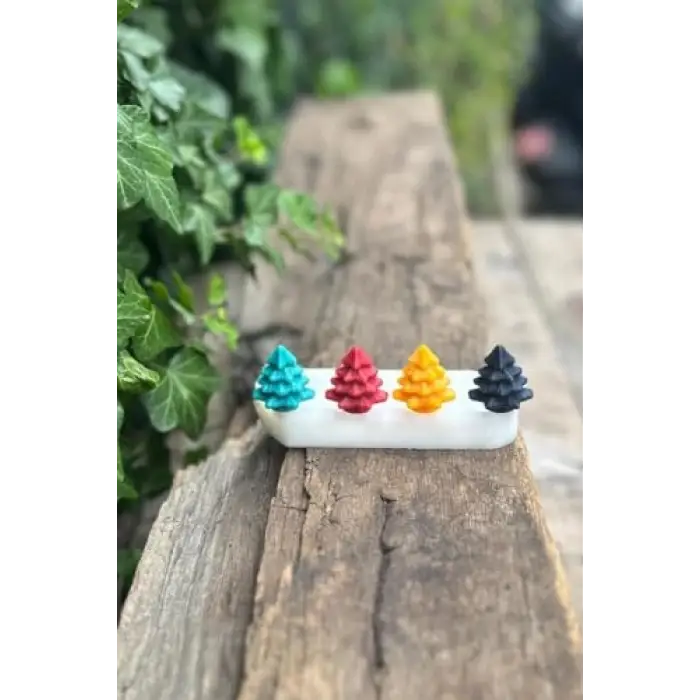 3D Çam Ağacı Mini Dörtlü Mum Kalıbı (Silikon)