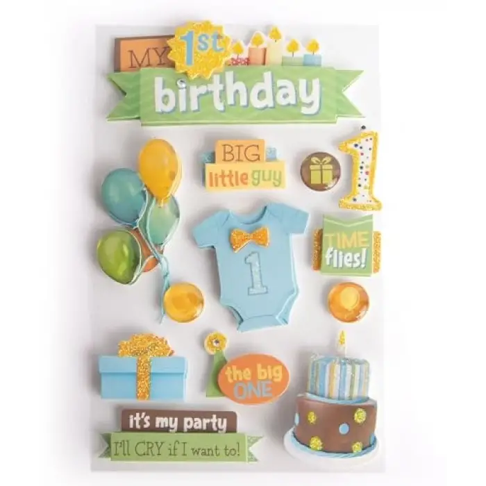 3D Çıkartmalar 4.5x8.5-1st Birthdayy-Boy