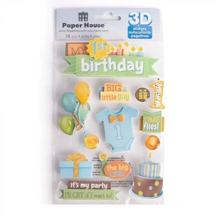 3D Çıkartmalar 4.5x8.5-1st Birthdayy-Boy