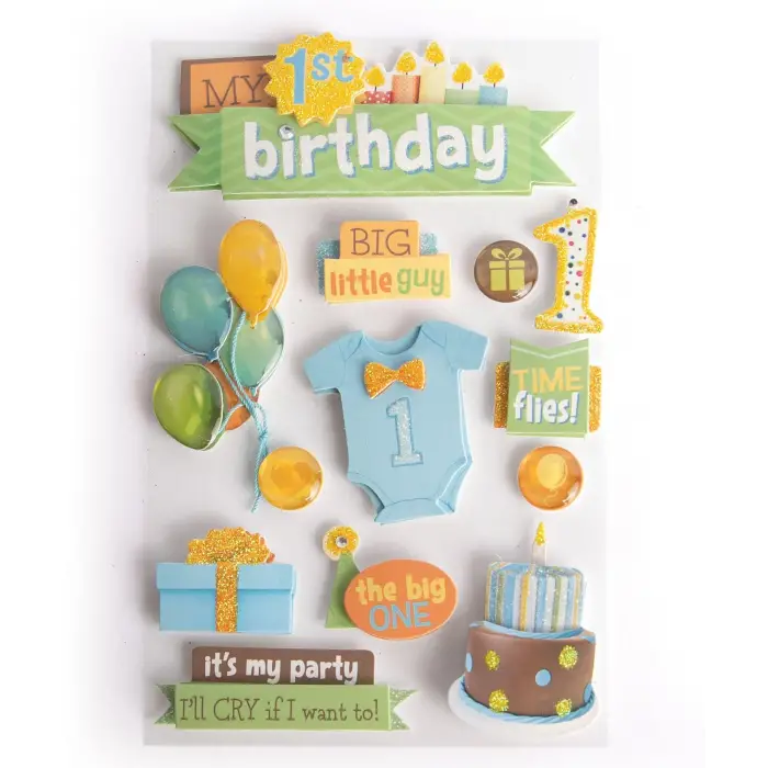3D Çıkartmalar 4.5x8.5-1st Birthdayy-Boy