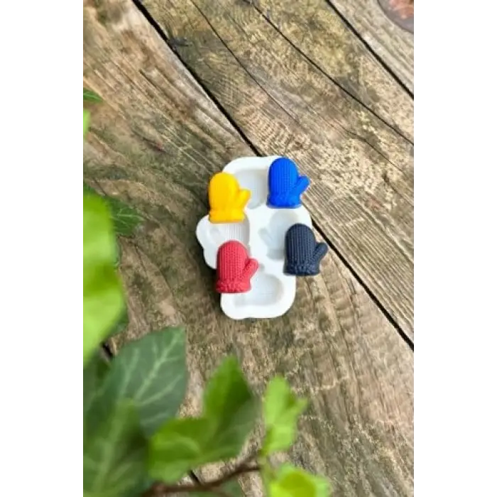 3D Eldiven Mini Dörtlü Mum Kalıbı (Silikon)
