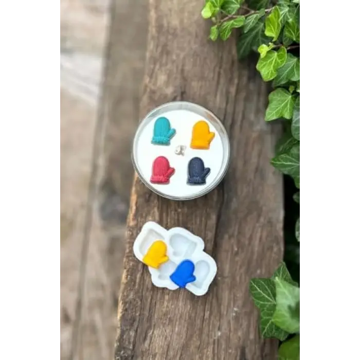 3D Eldiven Mini Dörtlü Mum Kalıbı (Silikon)